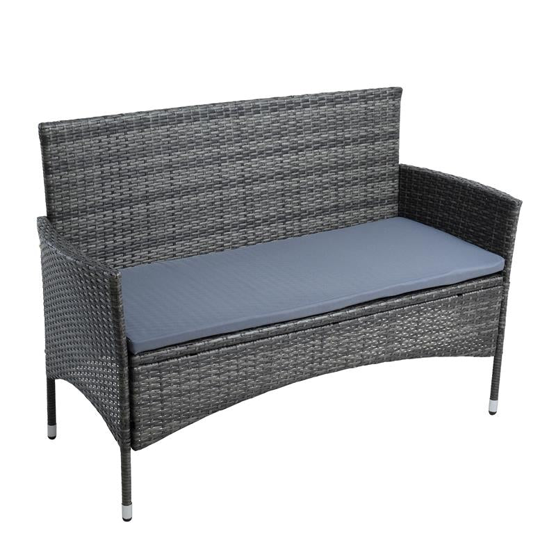 Polyrattan Gartenbank – 2-Sitzer Sitzbank mit Sitzkissen, verschiedene Farben, wetterfest