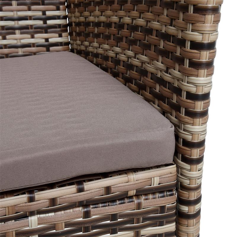 Polyrattan Gartenbank – 2-Sitzer Sitzbank mit Sitzkissen, verschiedene Farben, wetterfest