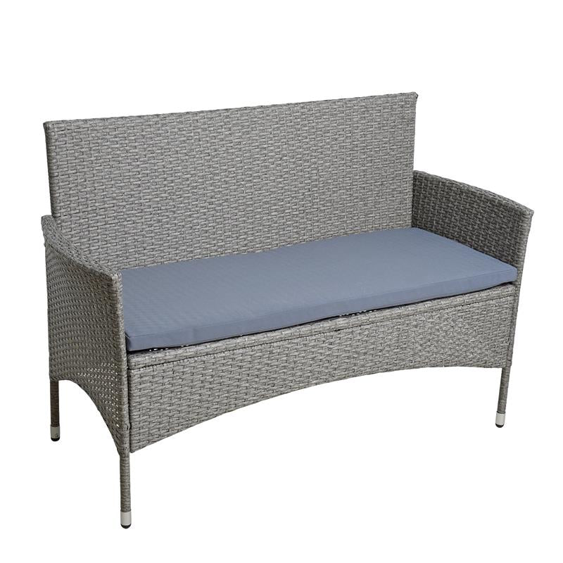 Polyrattan Gartenbank – 2-Sitzer Sitzbank mit Sitzkissen, verschiedene Farben, wetterfest
