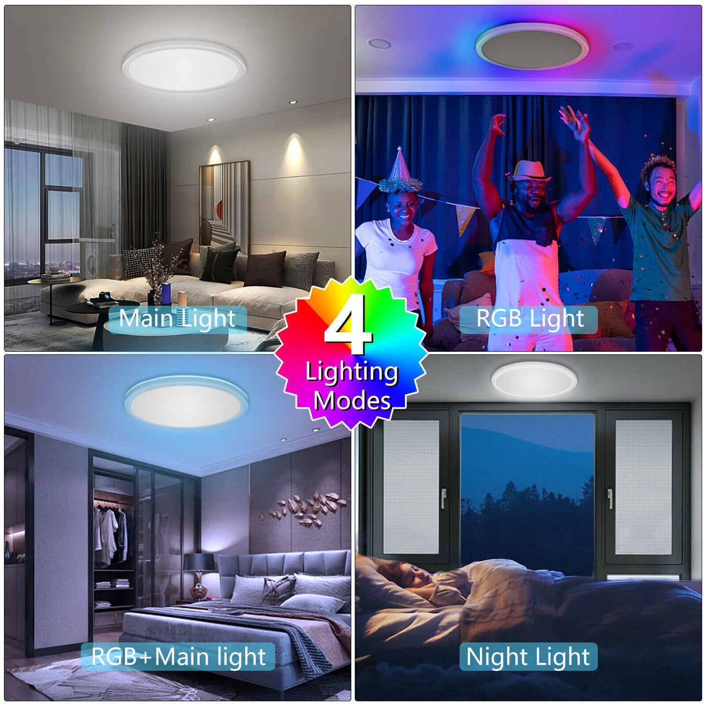 RGB LED Deckenlampe 28W – Dimmbar mit Fernbedienung, Farbwechsel & Nachtlichtfunktion