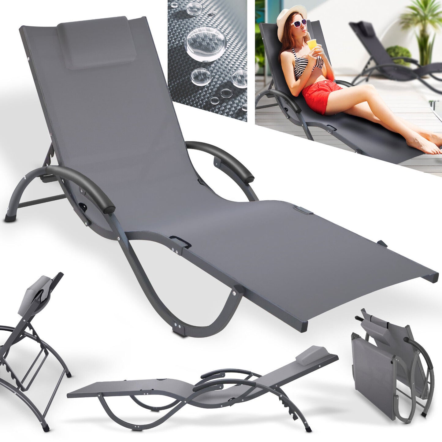 Sonnenliege klappbar XXL 120 kg – Relax Liegestuhl für Garten, Strand & Camping