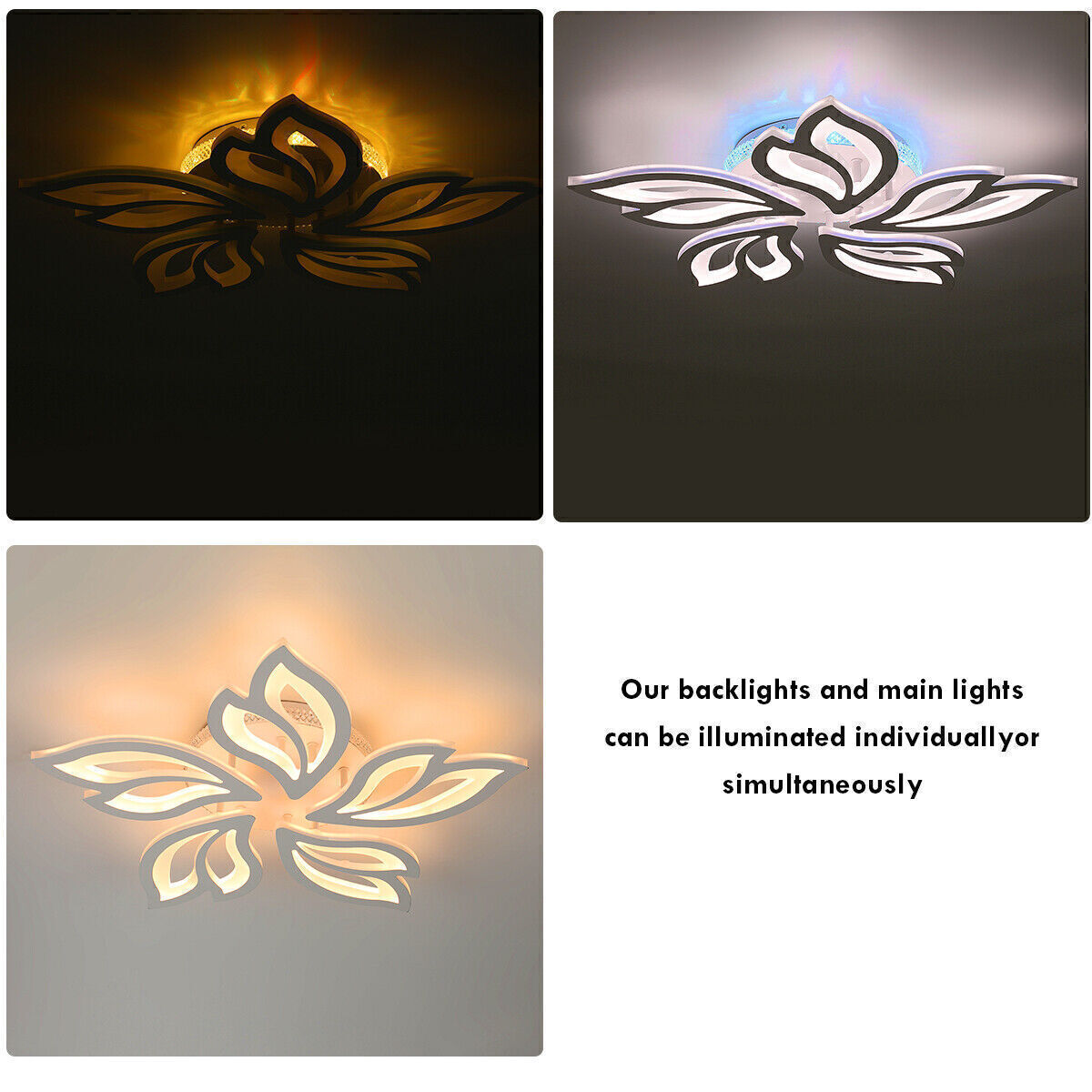 Moderne LED Deckenleuchte Dimmbar mit Fernbedienung – RGB Farben & Blüten-Design für Wohnzimmer