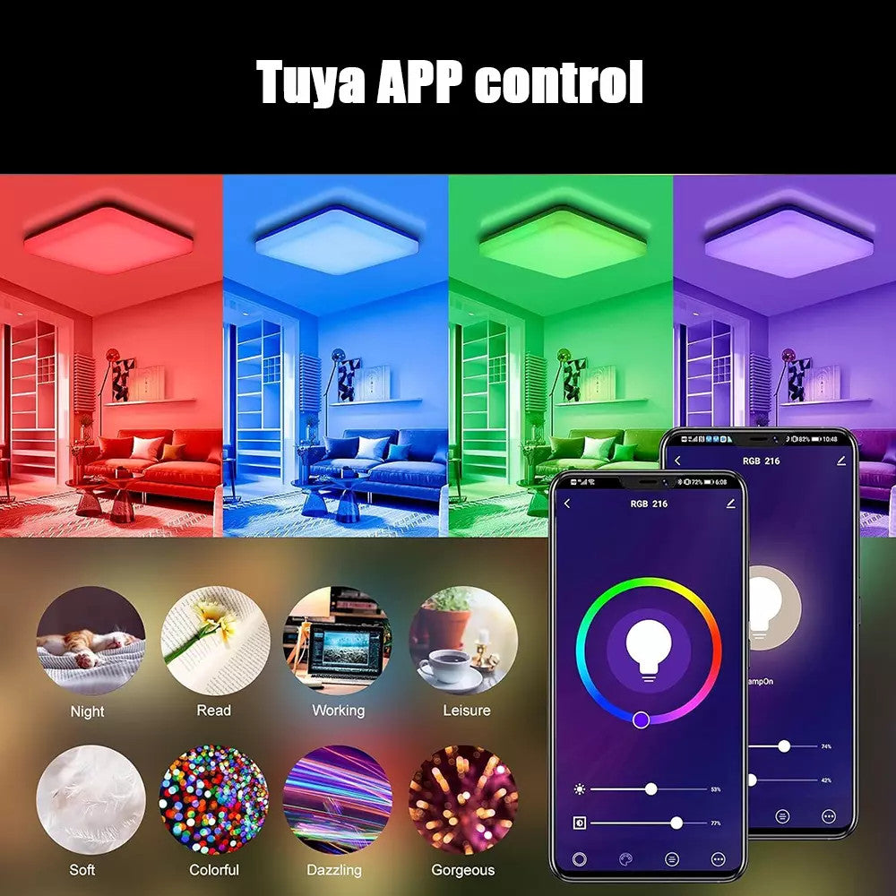 RGB LED Deckenlampe Dimmbar mit Fernbedienung – Moderne Wohnzimmerleuchte für 10–30 m²