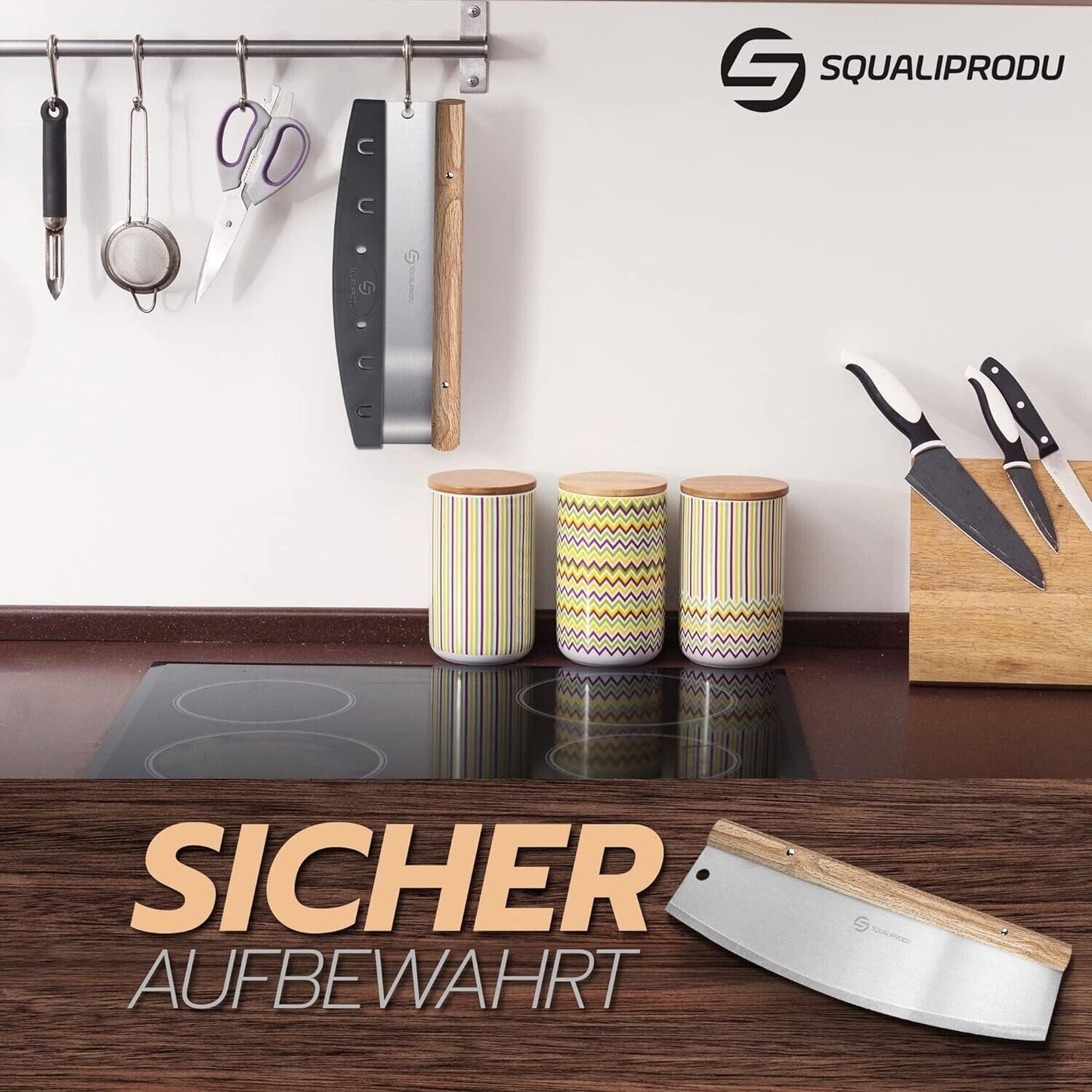 Premium Pizzaschneider aus Edelstahl mit hochwertigem Holzgriff – Inklusive Klingenschutz