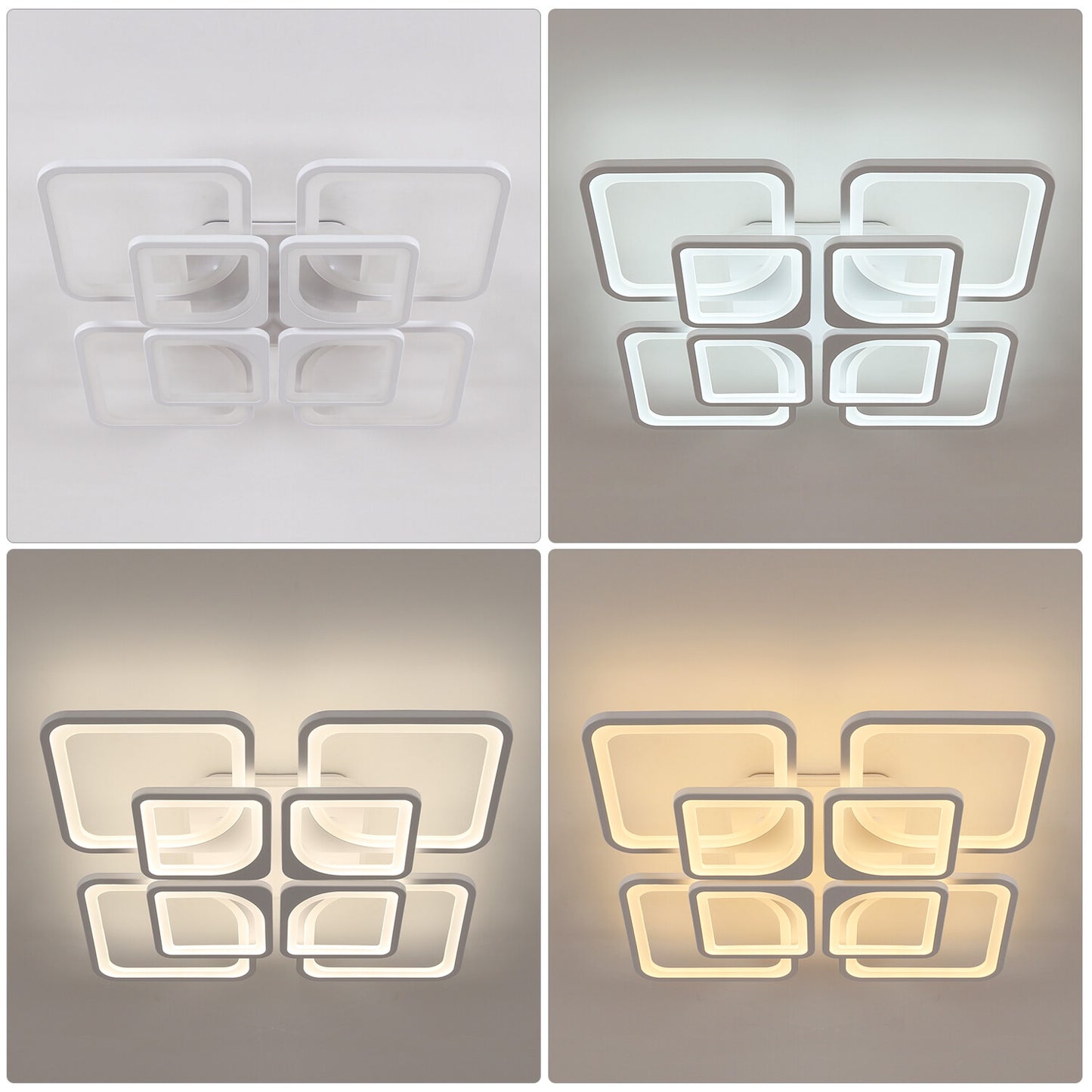 Moderne LED Deckenleuchte Dimmbar mit RGB & Farbtemperatur – Weiß, inkl. Fernbedienung