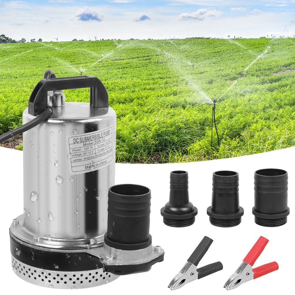 12V DC Tauchpumpe aus Edelstahl – Schmutzwasserpumpe / Garten- & Brunnenpumpe, 8000 l/h