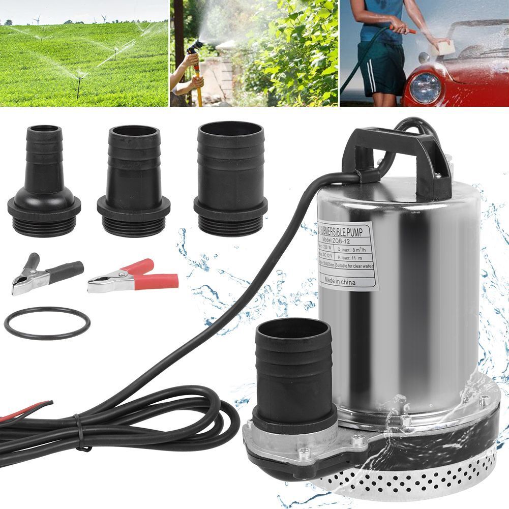12V DC Tauchpumpe aus Edelstahl – Schmutzwasserpumpe / Garten- & Brunnenpumpe, 8000 l/h