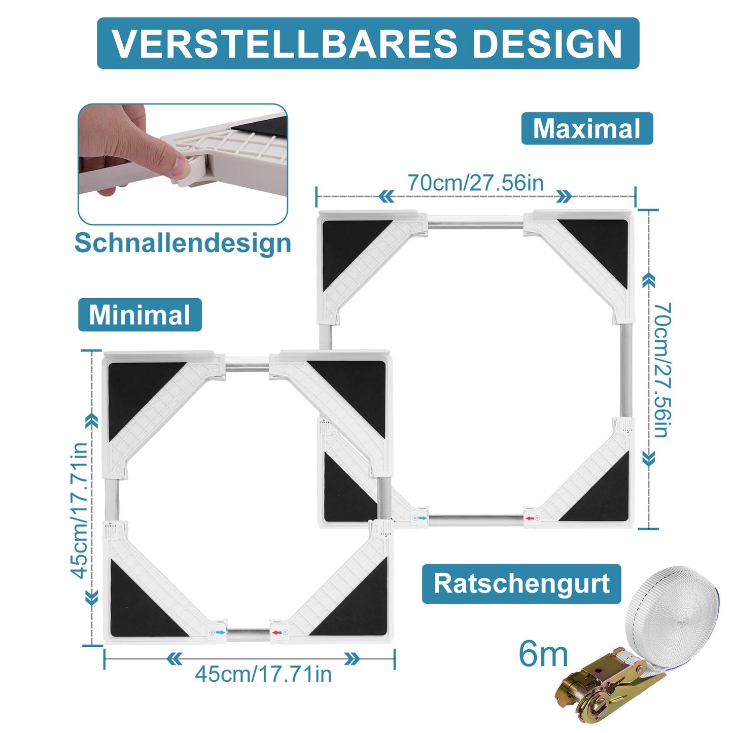 Verbindungsrahmen für Waschmaschine Wäschetrockner Universal-Stapelbausatz Weiß