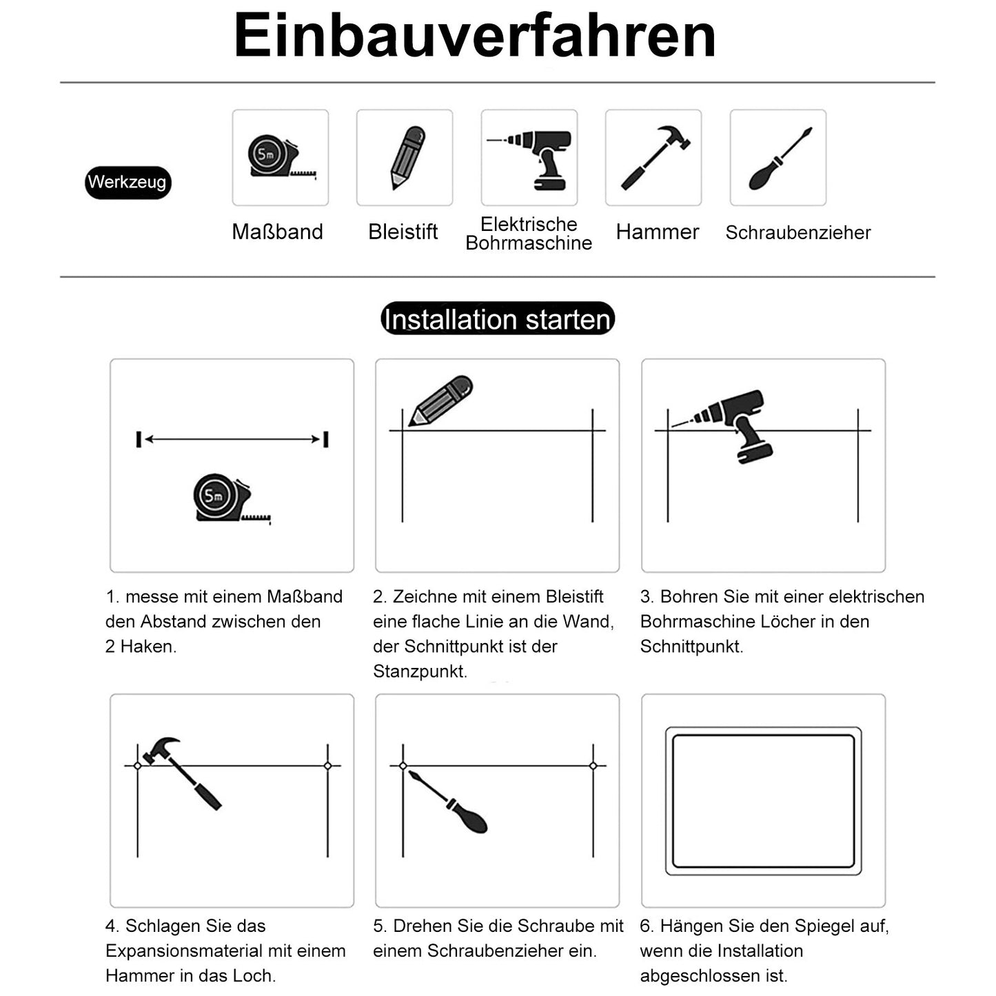 LED Dimmbarer Badspiegel mit Uhr, Touch-Bedienung & Beschlagfrei – Beleuchteter Wandspiegel