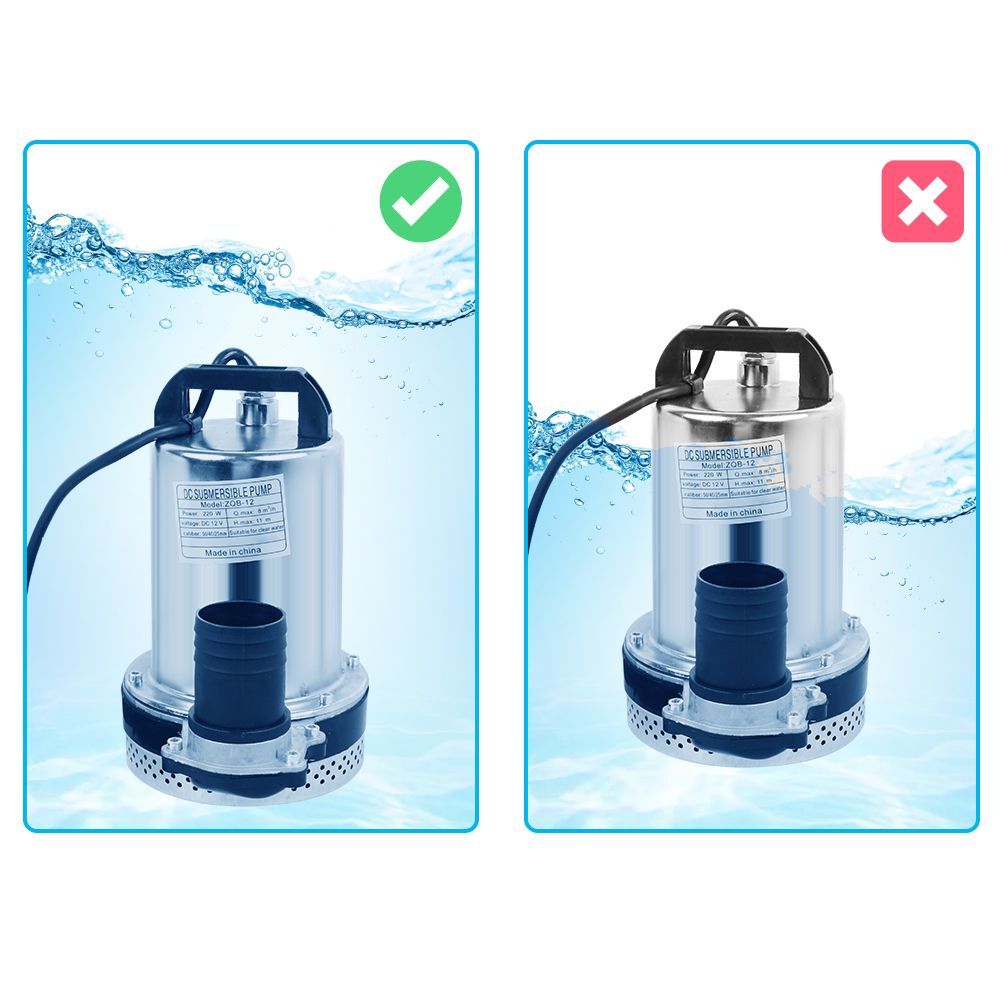 12V DC Tauchpumpe aus Edelstahl – Schmutzwasserpumpe / Garten- & Brunnenpumpe, 8000 l/h