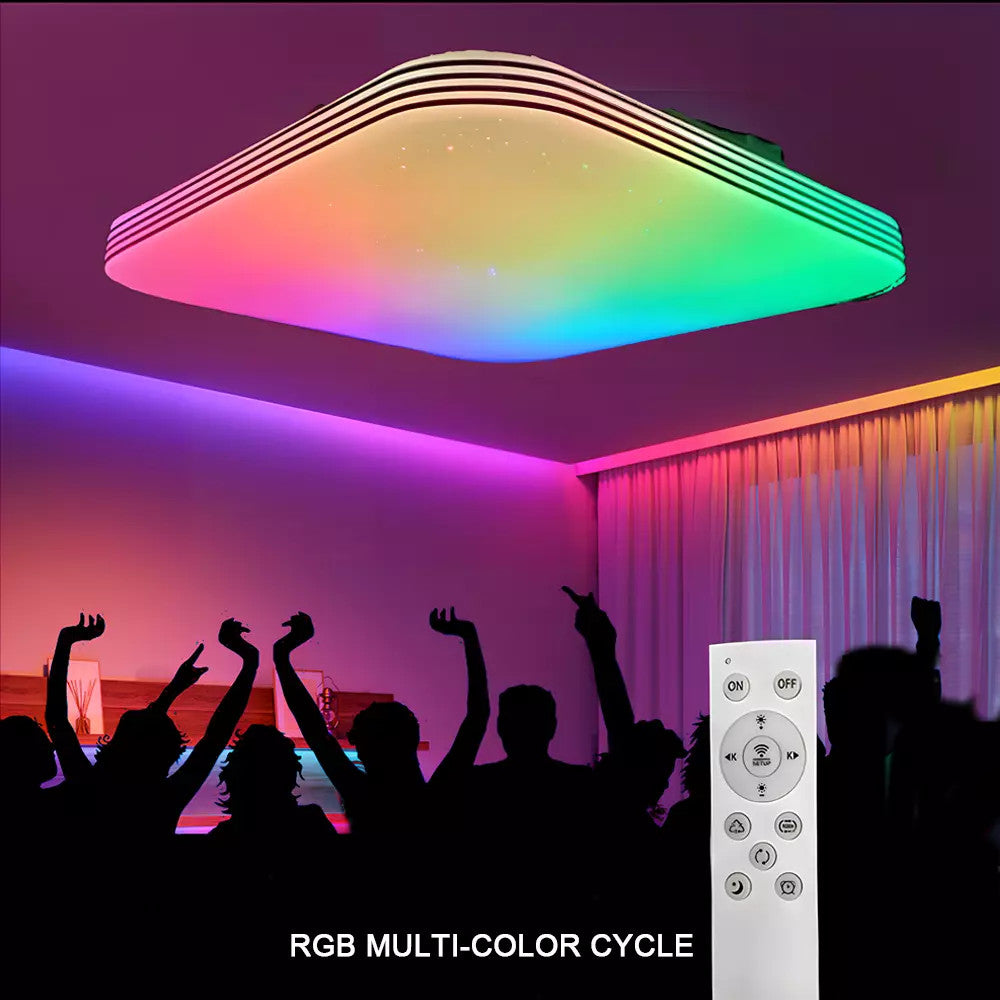 RGB LED Deckenlampe Dimmbar mit Fernbedienung – Moderne Wohnzimmerleuchte für 10–30 m²