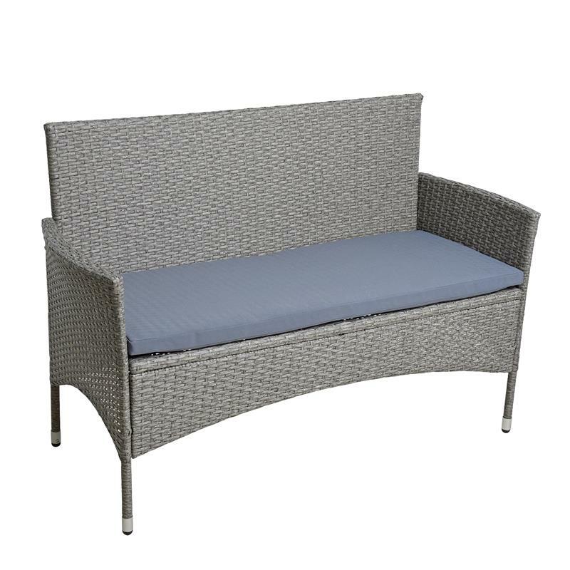 Polyrattan Gartenbank – 2-Sitzer Sitzbank mit Sitzkissen, verschiedene Farben, wetterfest