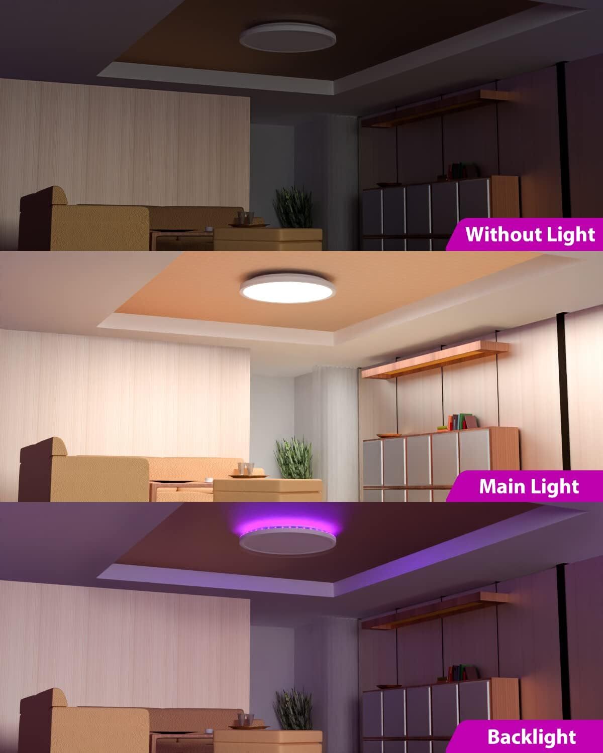 RGB LED Deckenlampe 28W – Dimmbar mit Fernbedienung, Farbwechsel & Nachtlichtfunktion