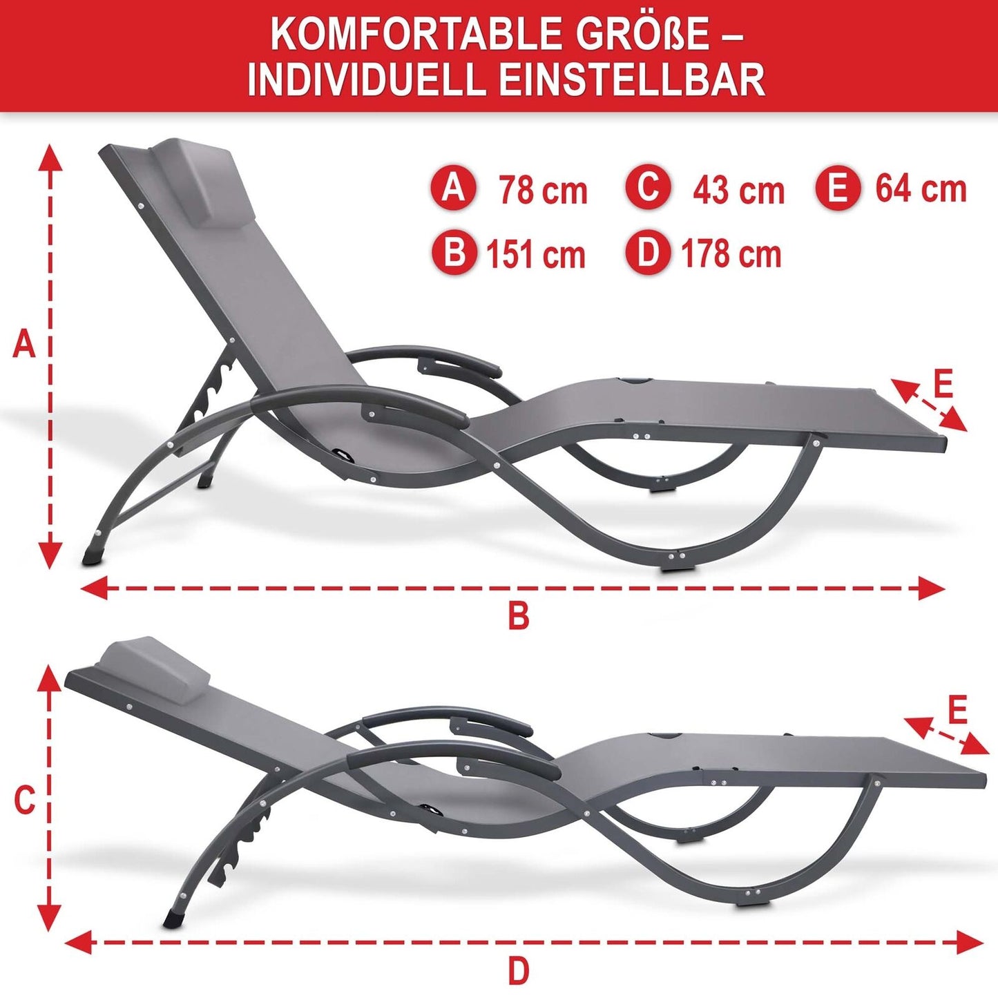 Sonnenliege klappbar XXL 120 kg – Relax Liegestuhl für Garten, Strand & Camping