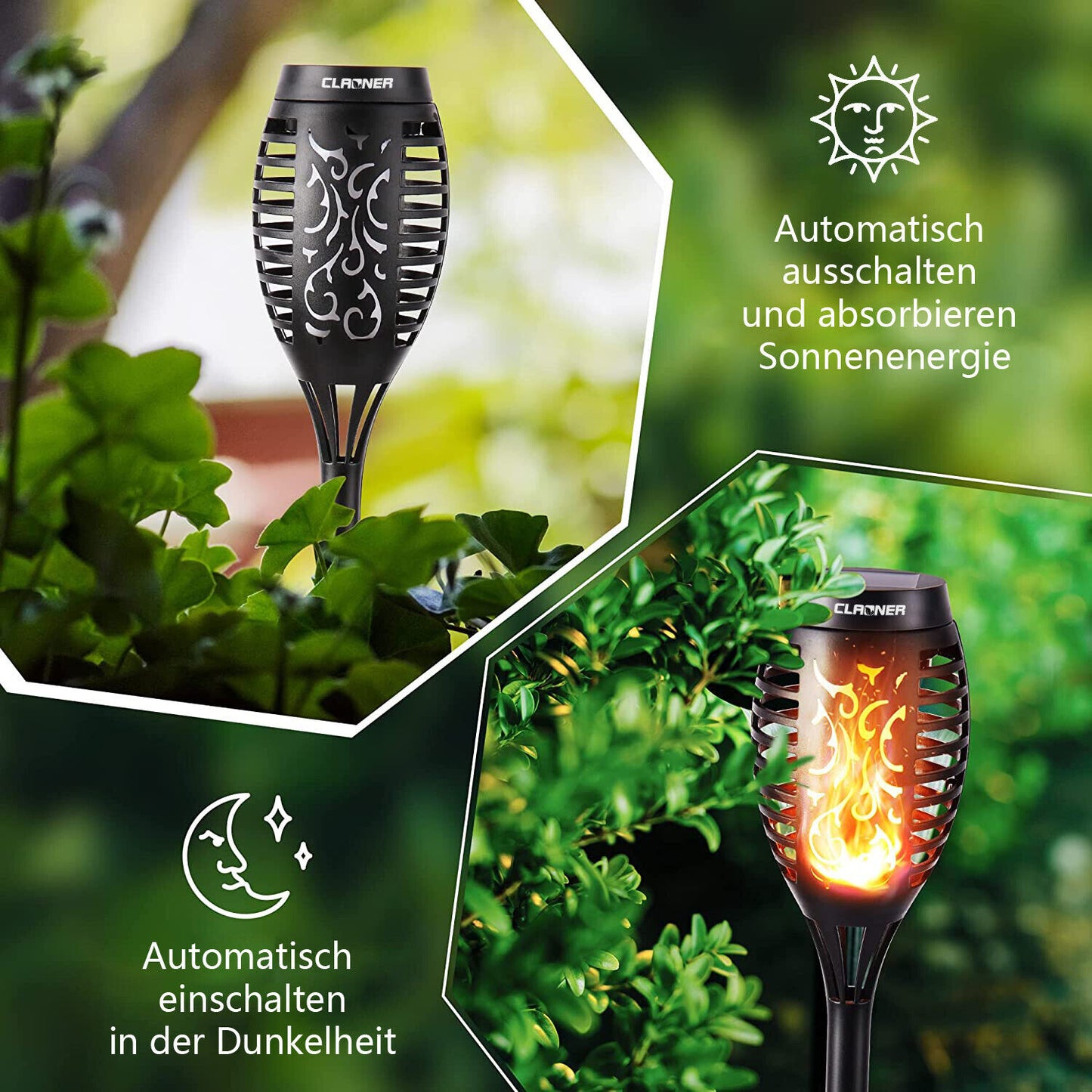 Solar Gartenfackel 12 LED mit Flammeneffekt – Wasserdicht & Kabellos