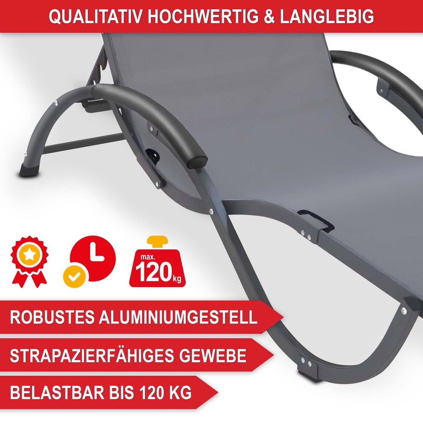 Sonnenliege klappbar XXL 120 kg – Relax Liegestuhl für Garten, Strand & Camping