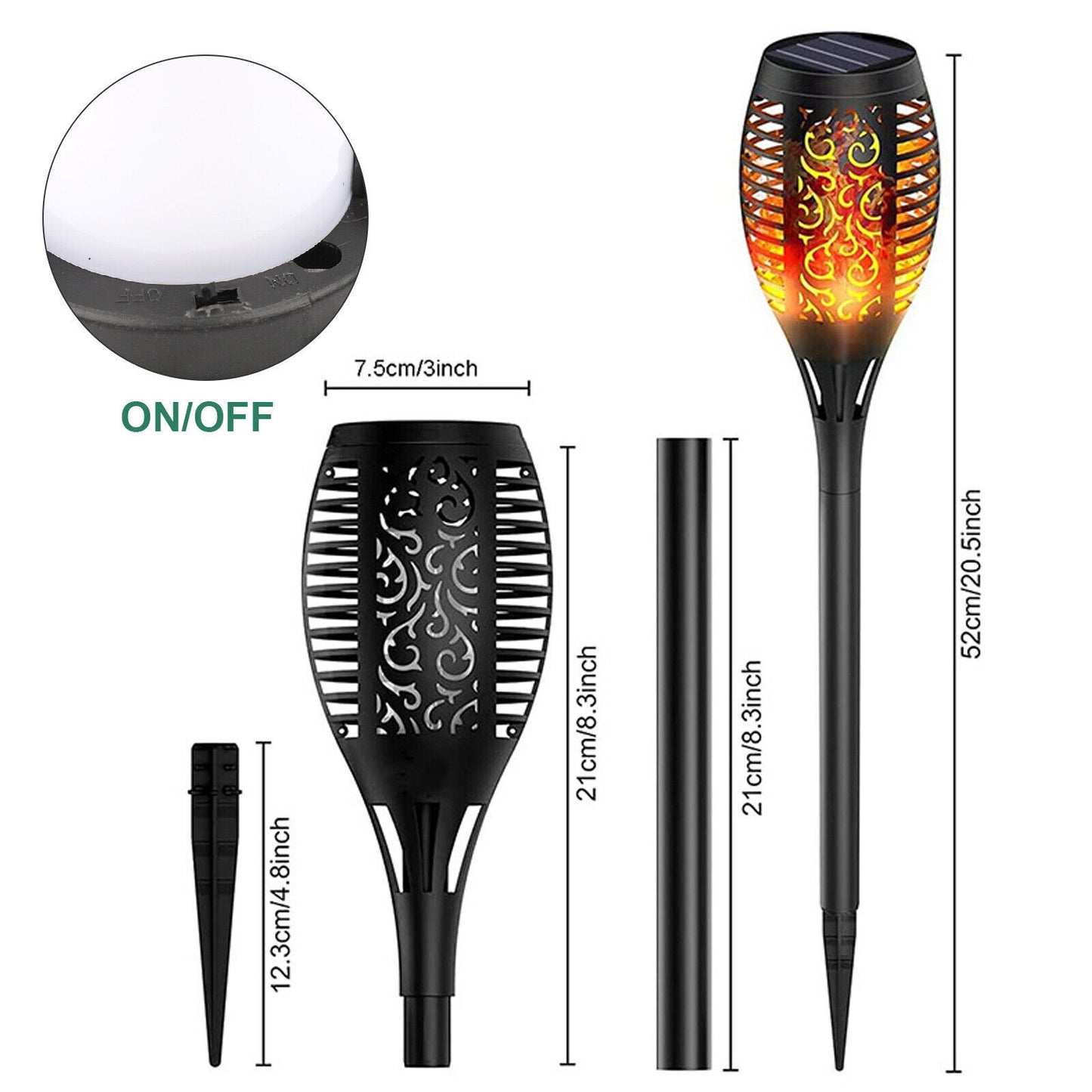 Solar Gartenfackel 12 LED mit Flammeneffekt – Wasserdicht & Kabellos