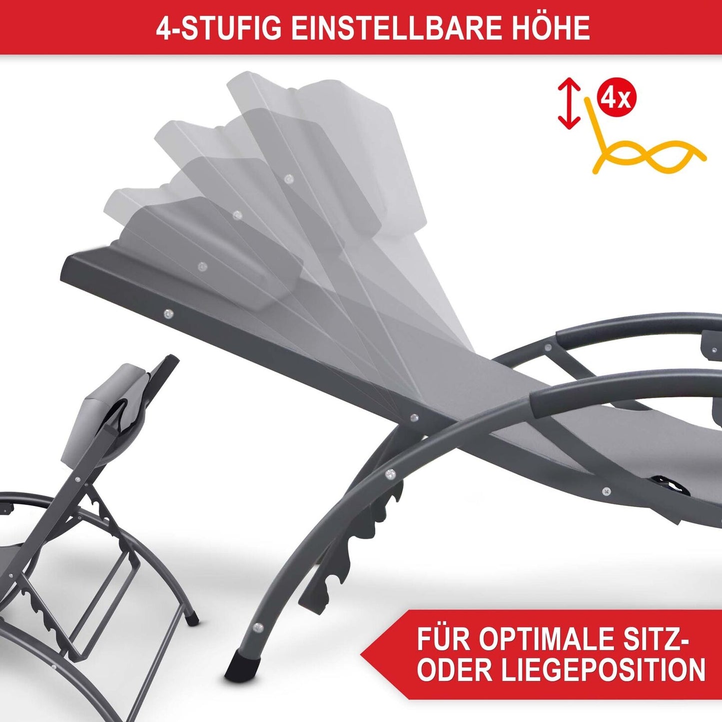 Sonnenliege klappbar XXL 120 kg – Relax Liegestuhl für Garten, Strand & Camping
