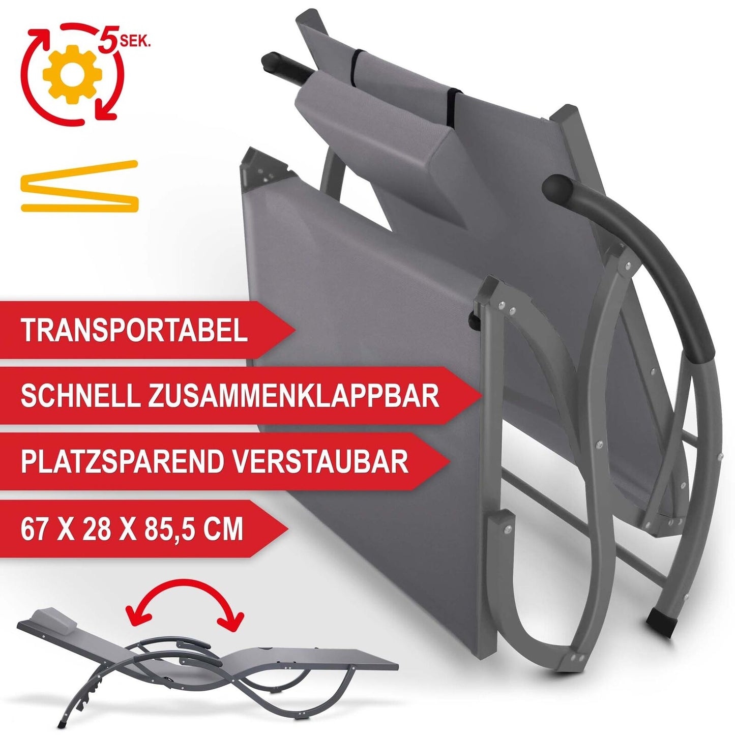 Sonnenliege klappbar XXL 120 kg – Relax Liegestuhl für Garten, Strand & Camping