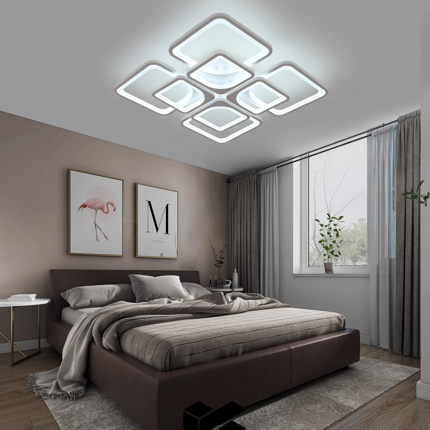 Moderne LED Deckenleuchte Dimmbar mit RGB & Farbtemperatur – Weiß, inkl. Fernbedienung
