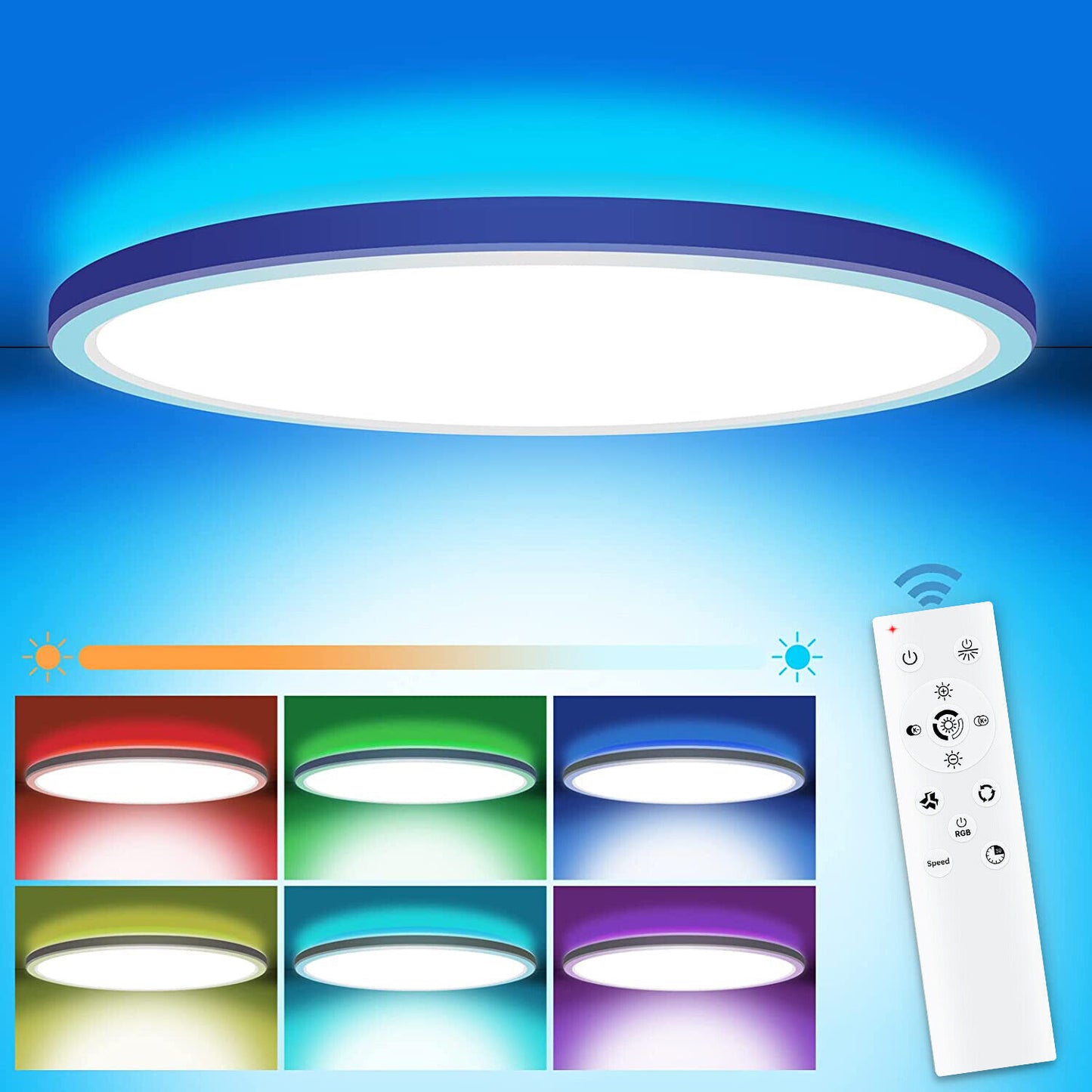RGB LED Deckenlampe 28W – Dimmbar mit Fernbedienung, Farbwechsel & Nachtlichtfunktion