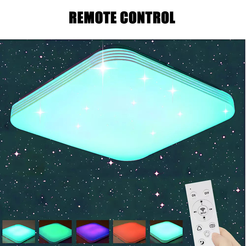 RGB LED Deckenlampe Dimmbar mit Fernbedienung – Moderne Wohnzimmerleuchte für 10–30 m²