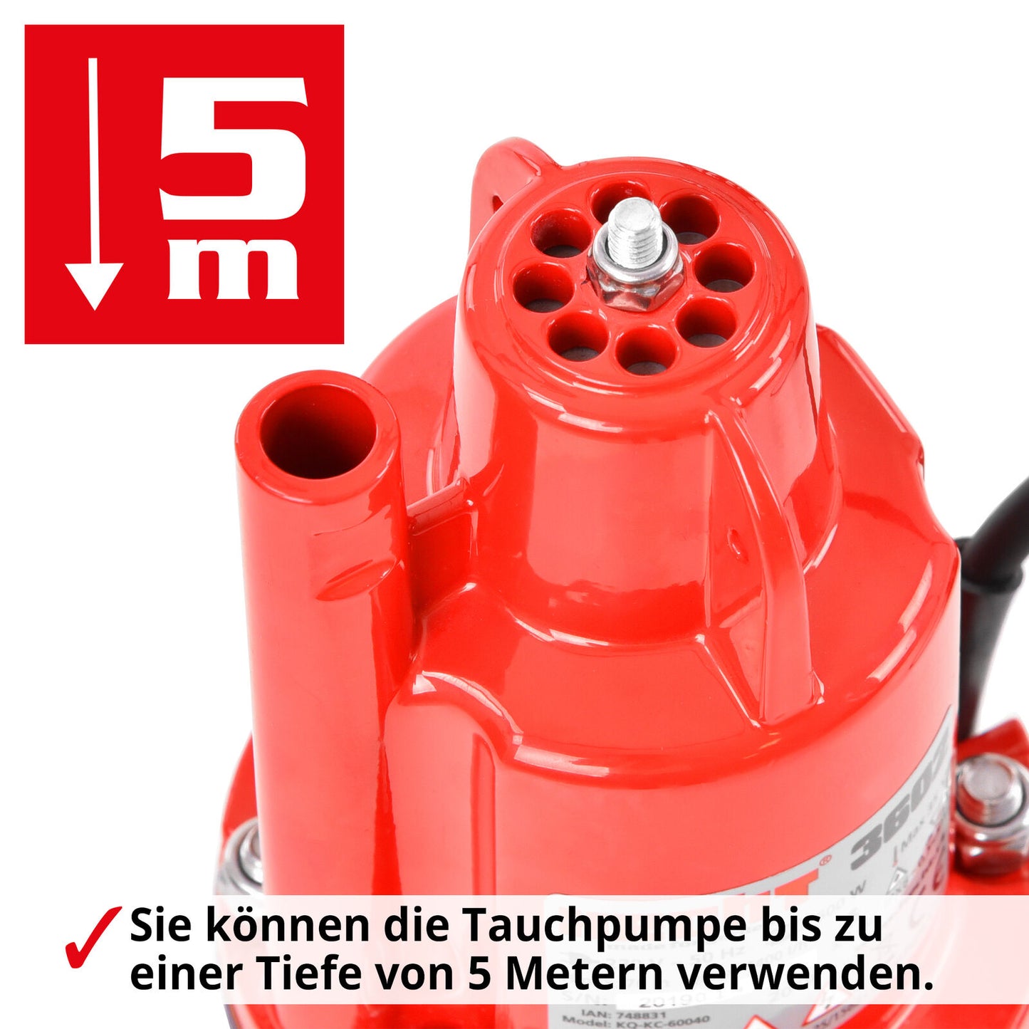 HECHT Membranpumpe 260 W – 1320 l/h, 230V – Wasserpumpe für Keller, Garten, Brunnen & Teich