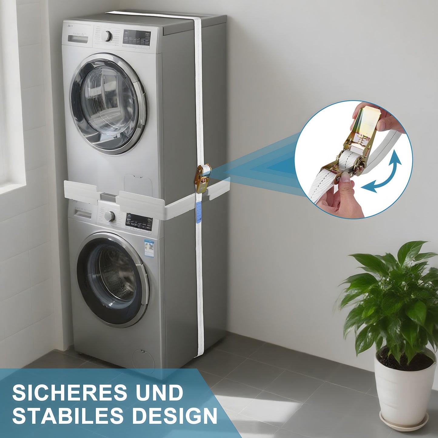 Verbindungsrahmen für Waschmaschine Wäschetrockner Universal-Stapelbausatz Weiß