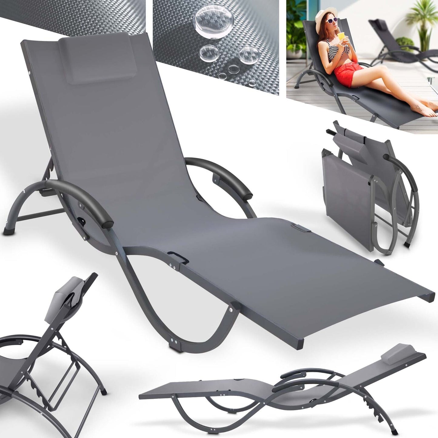 Sonnenliege klappbar XXL 120 kg – Relax Liegestuhl für Garten, Strand & Camping