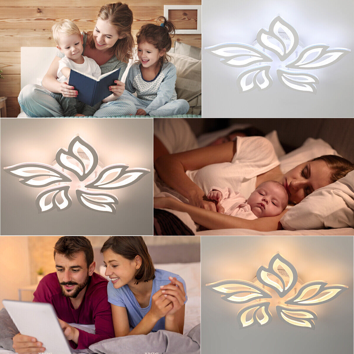 Moderne LED Deckenleuchte Dimmbar mit Fernbedienung – RGB Farben & Blüten-Design für Wohnzimmer