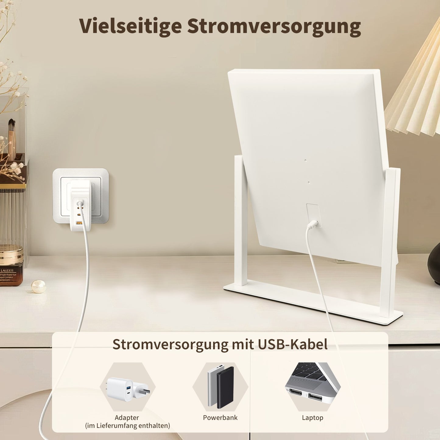 LED Hollywood Schminkspiegel – Dimmbar, 3 Lichtfarben, Hochauflösend, Beleuchtet