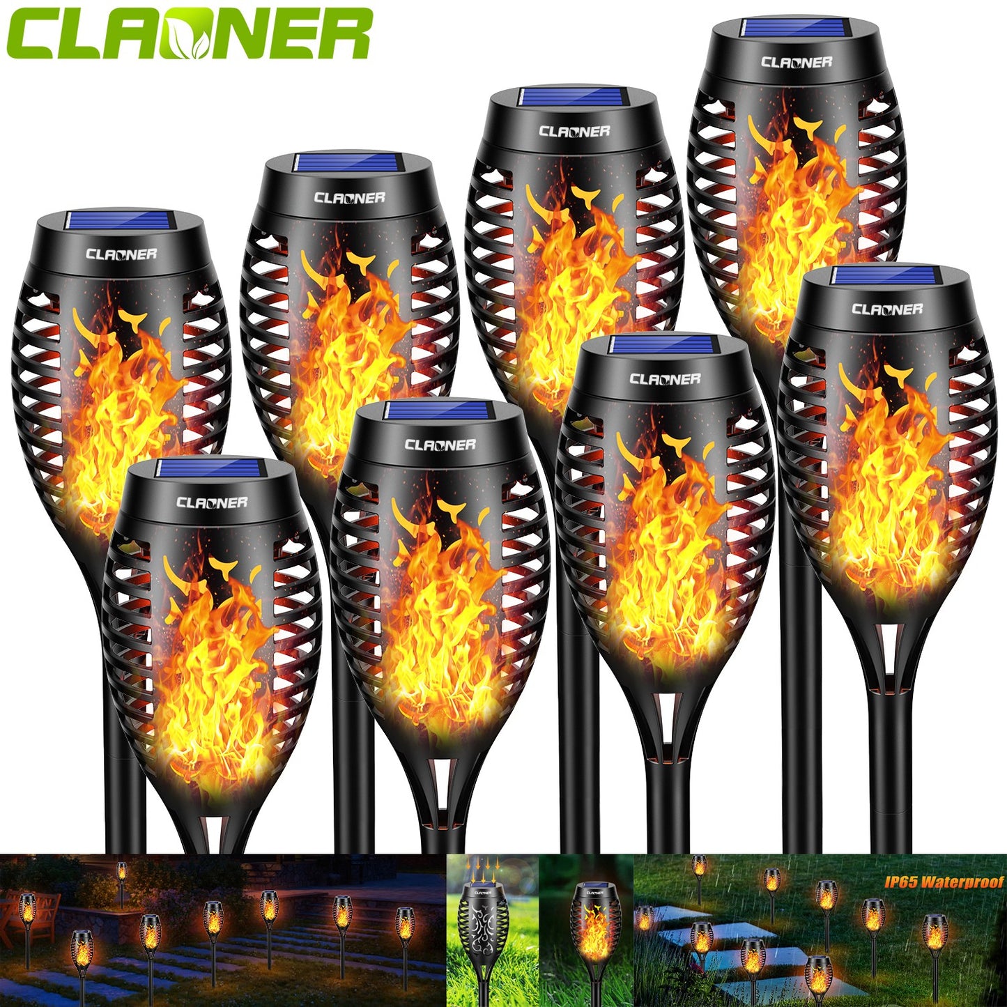 Solar Gartenfackel 12 LED mit Flammeneffekt – Wasserdicht & Kabellos