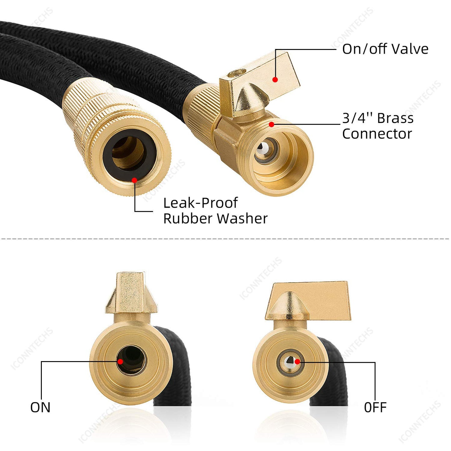Flexibler Gartenschlauch – Dehnbar 7,5–45m, mit 8-fach Multifunktionsbrause