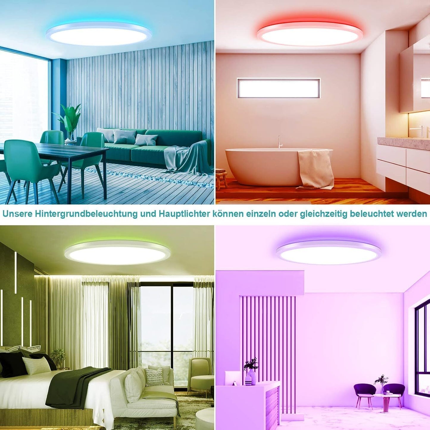 RGB LED Deckenlampe 28W – Dimmbar mit Fernbedienung, Farbwechsel & Nachtlichtfunktion