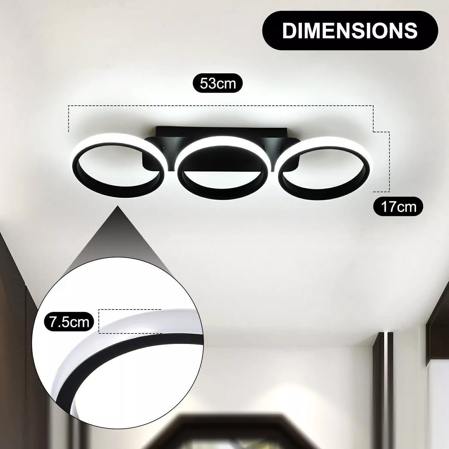 3-Farbige Dimmbar LED Deckenleuchte – Moderne Decken-Lampe für Wohnzimmer, Flur, Küche und Eingangsbereich