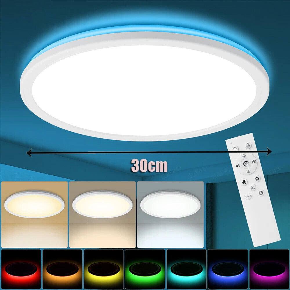 RGB LED Deckenlampe 28W – Dimmbar mit Fernbedienung, Farbwechsel & Nachtlichtfunktion