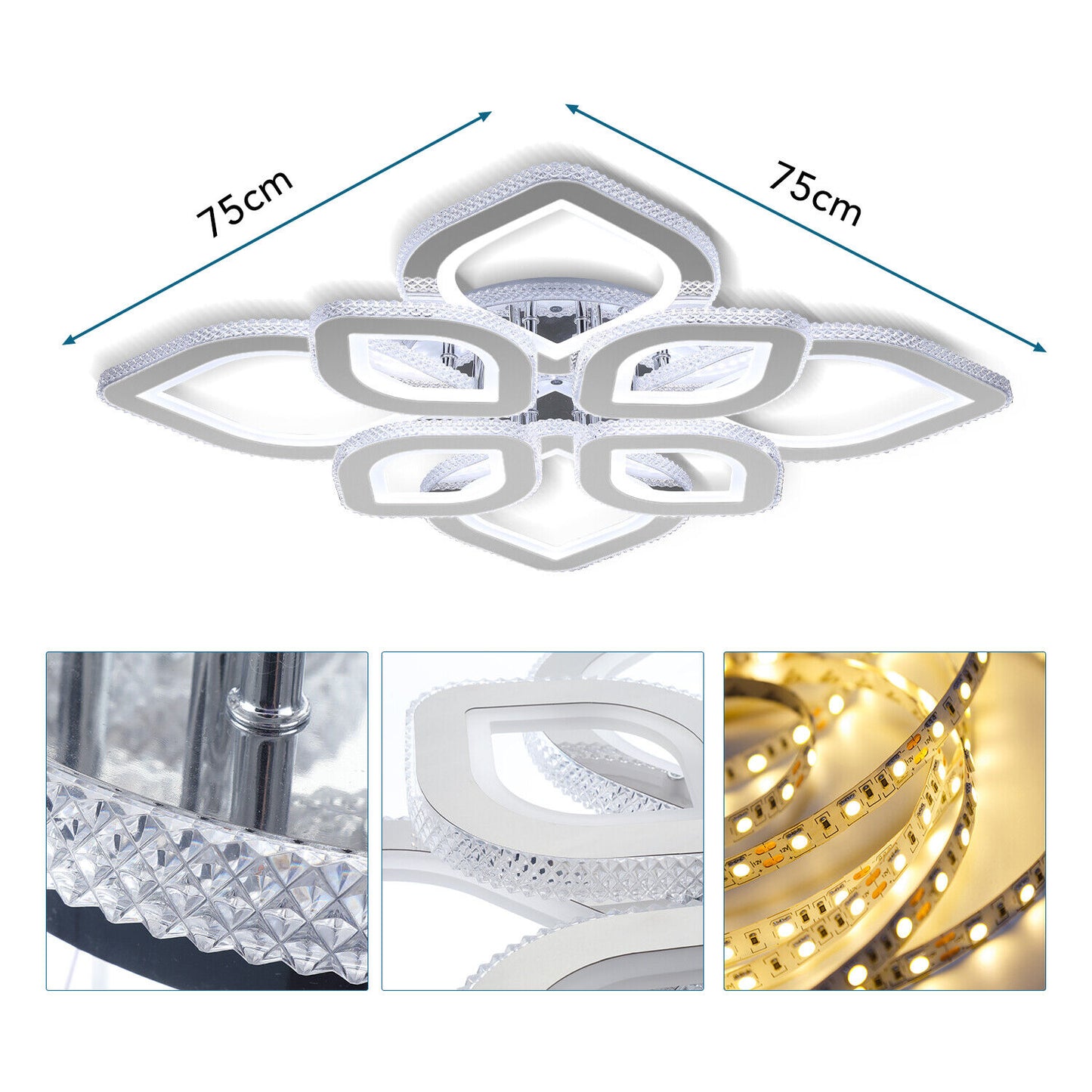 Moderne RGB LED Deckenleuchte Dimmbar mit Fernbedienung – Wohnzimmerlampe mit Blüten-Design