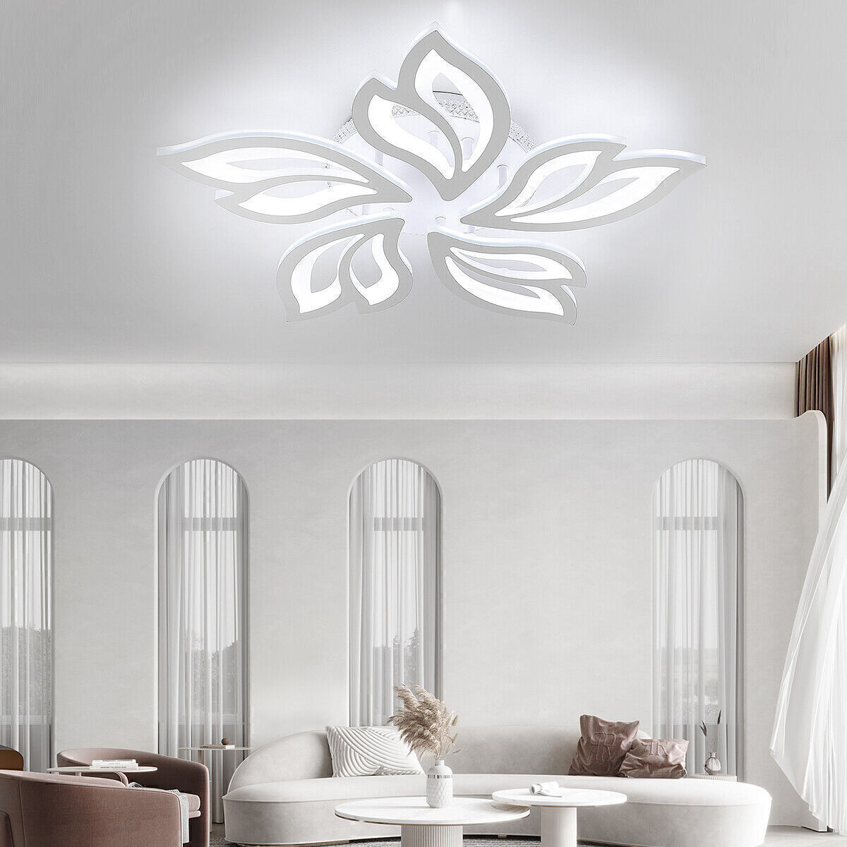 Moderne LED Deckenleuchte Dimmbar mit Fernbedienung – RGB Farben & Blüten-Design für Wohnzimmer