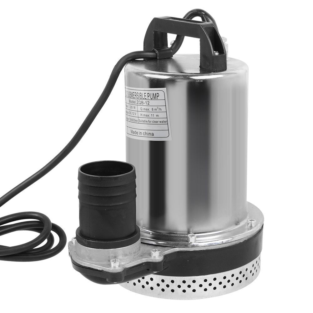 12V DC Tauchpumpe aus Edelstahl – Schmutzwasserpumpe / Garten- & Brunnenpumpe, 8000 l/h