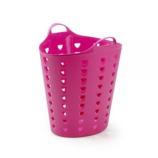 2x Wäschekorb 65L – Flexibler Kunststoffkorb mit Griffen, Pink – Einkauf & Haushalt