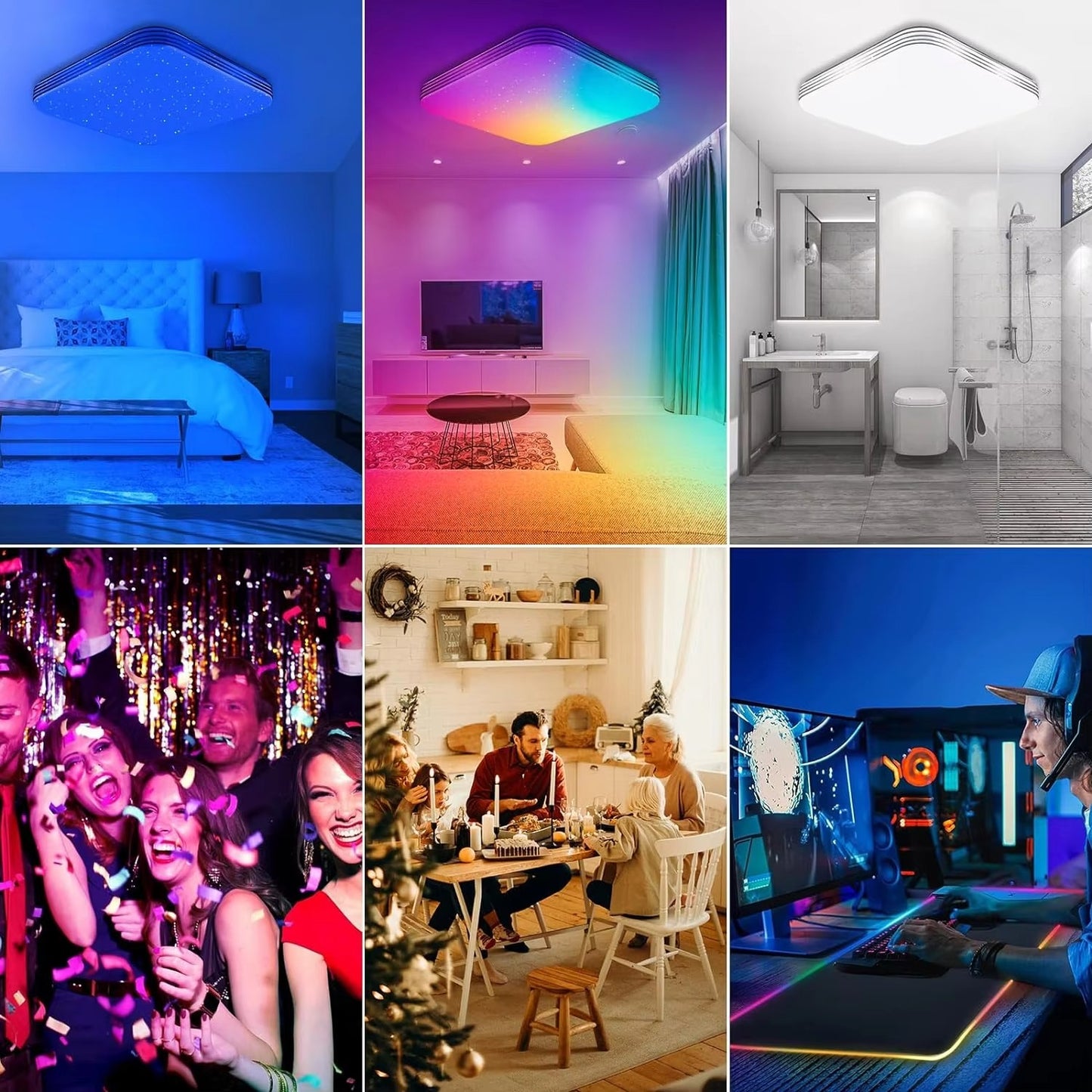 RGB LED Deckenlampe Dimmbar mit Fernbedienung – Moderne Wohnzimmerleuchte für 10–30 m²