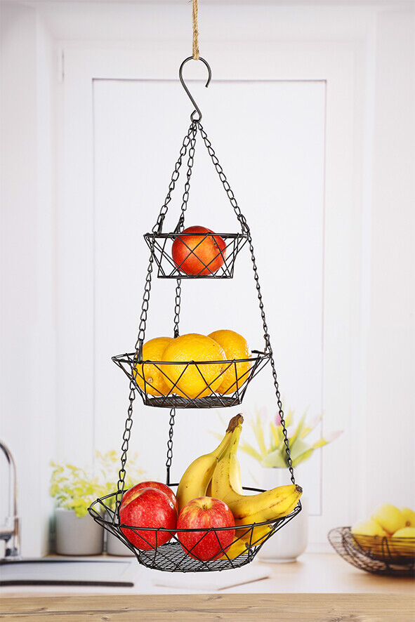 Etagere Obstkorb – Hängend oder Stehend, Küchenampel aus Metall, 2 Varianten