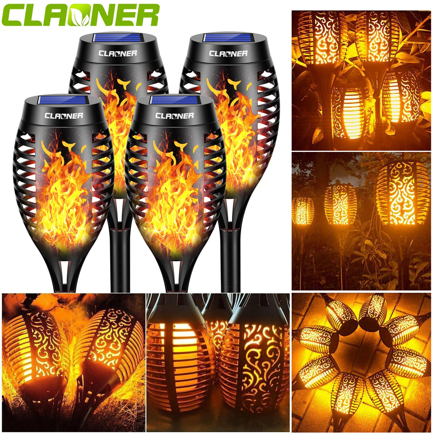 Solar Gartenfackel 12 LED mit Flammeneffekt – Wasserdicht & Kabellos