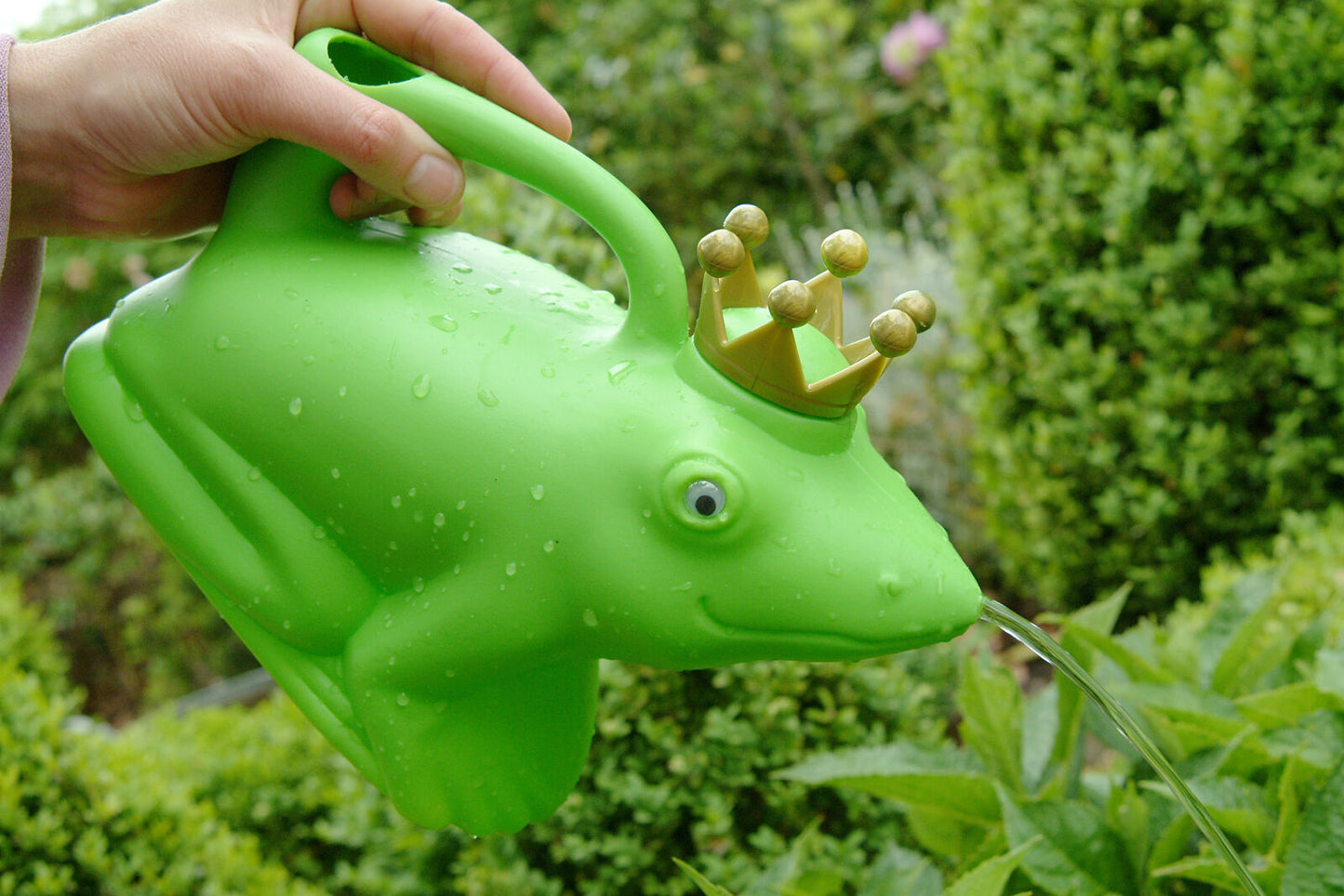 Gießkanne „Froschkönig“ – Grün, 2L, mit Goldkrone, Kunststoff