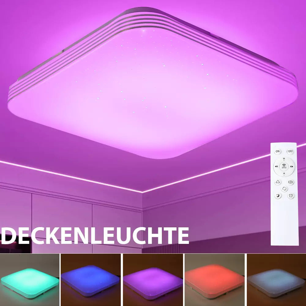 RGB LED Deckenlampe Dimmbar mit Fernbedienung – Moderne Wohnzimmerleuchte für 10–30 m²