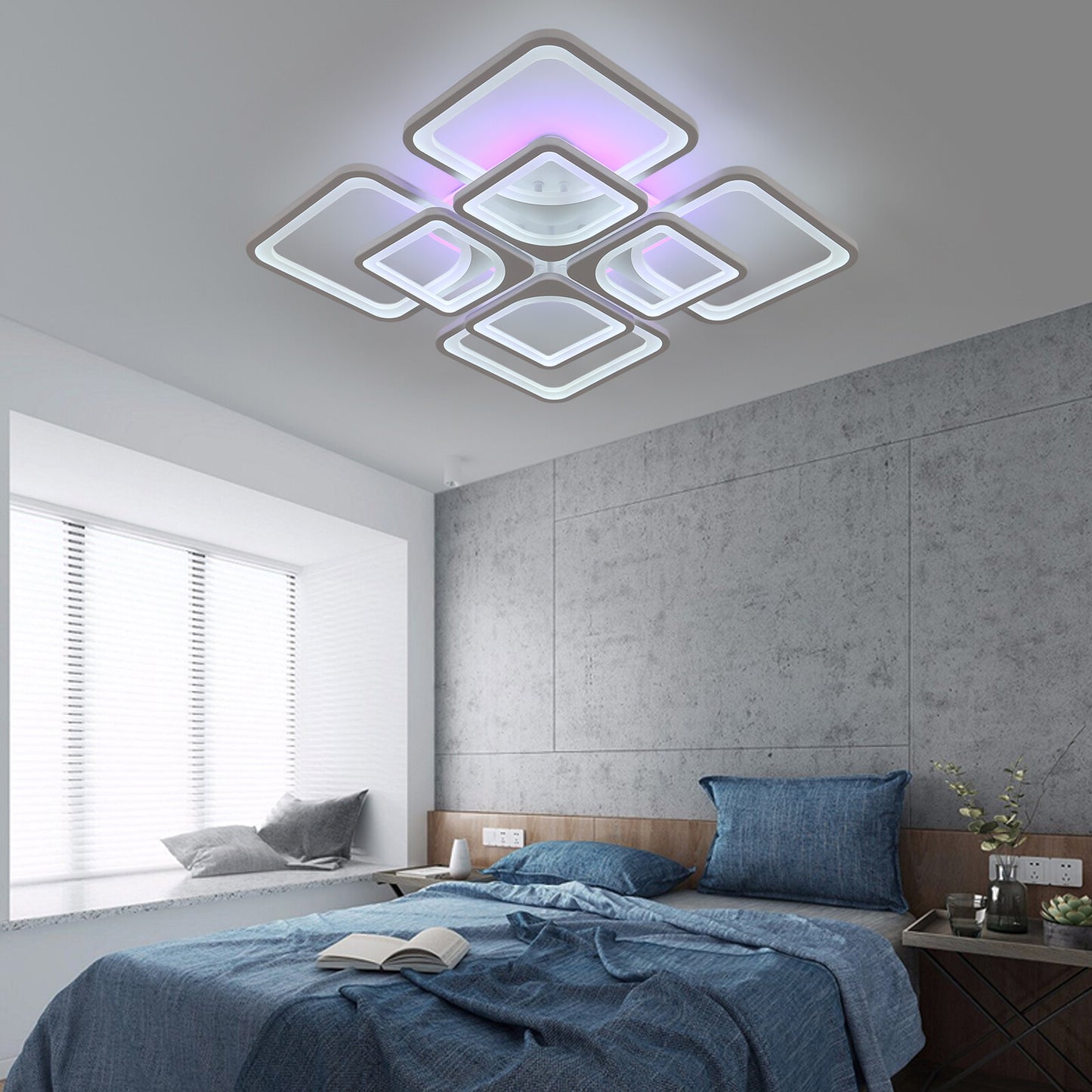 Moderne LED Deckenleuchte Dimmbar mit RGB & Farbtemperatur – Weiß, inkl. Fernbedienung