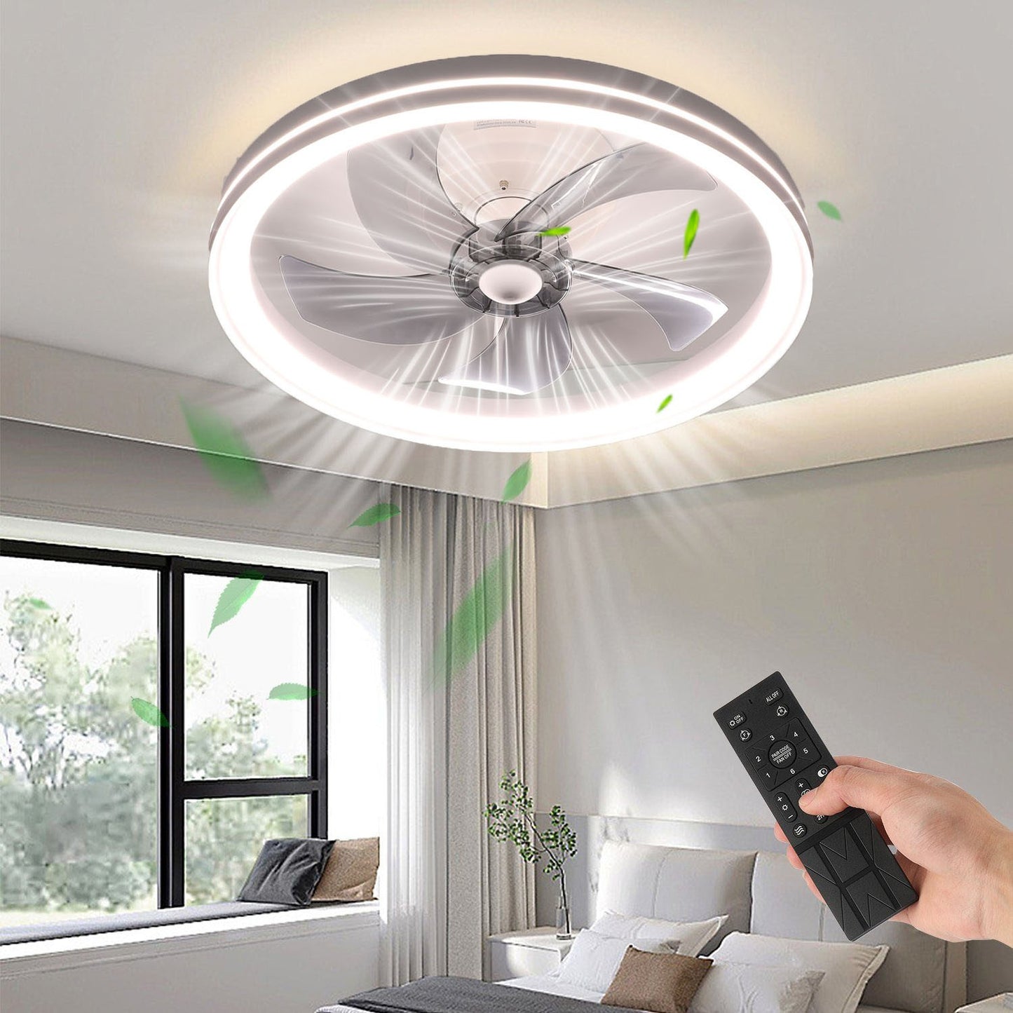 LED Deckenventilator mit Beleuchtung & Fernbedienung – Flach, Leise, Dimmbar, 6 Stufen