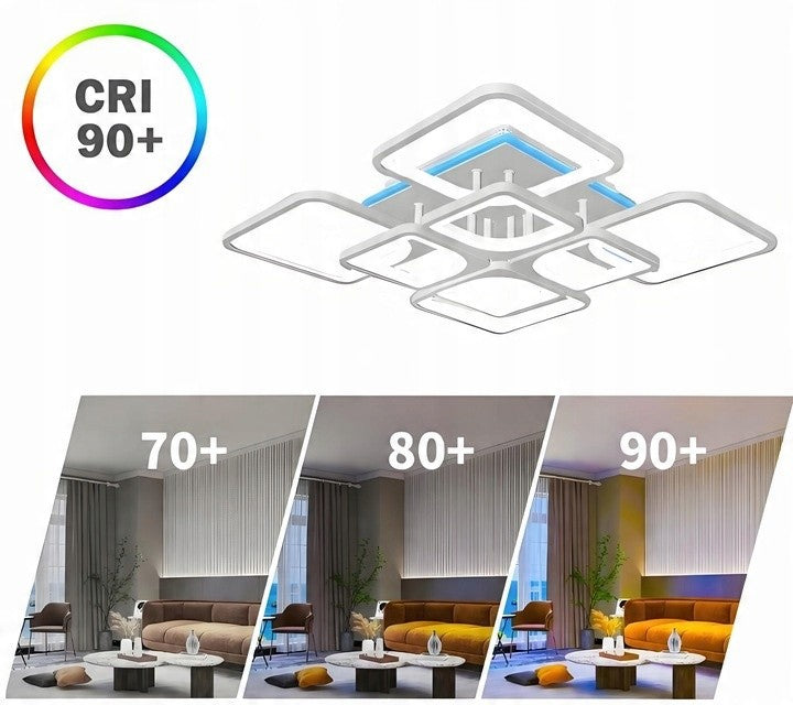Moderne LED Deckenleuchte Dimmbar mit RGB & Farbtemperatur – Weiß, inkl. Fernbedienung