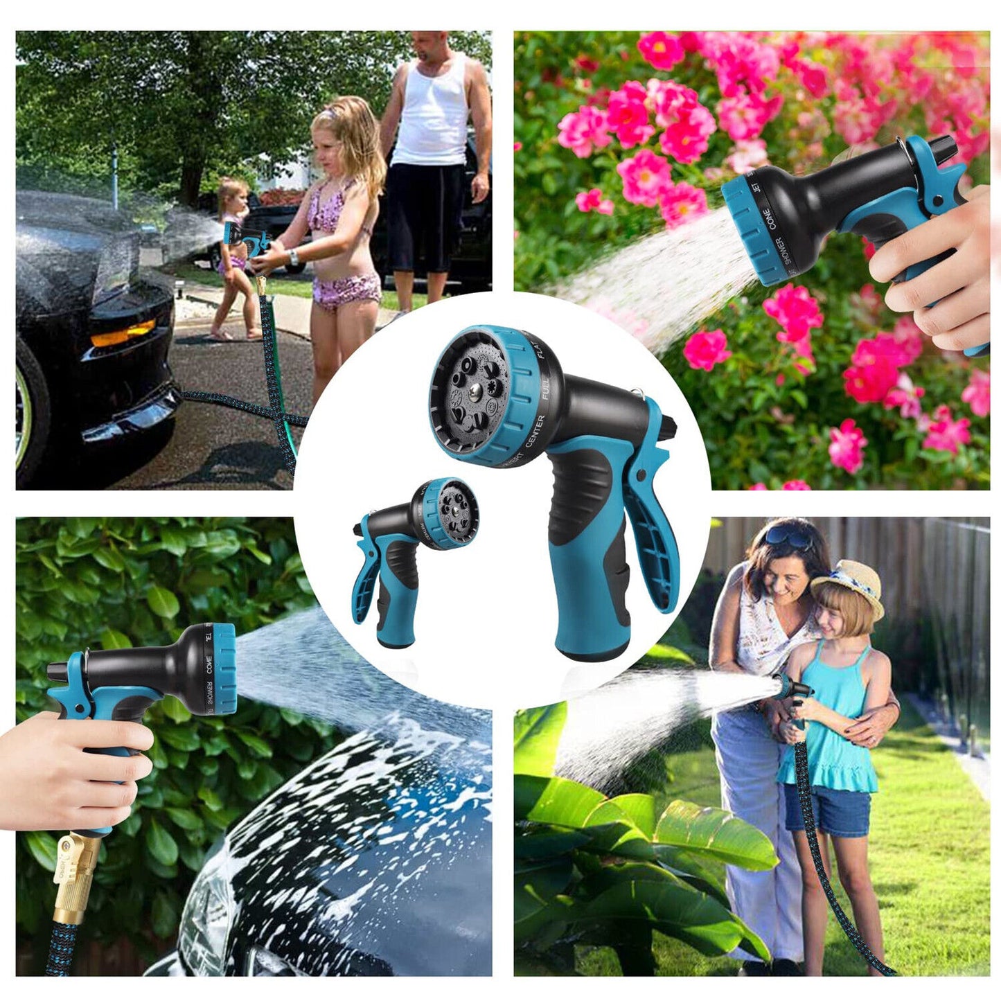 Flexibler Gartenschlauch – Dehnbar 7,5–45m, mit 8-fach Multifunktionsbrause