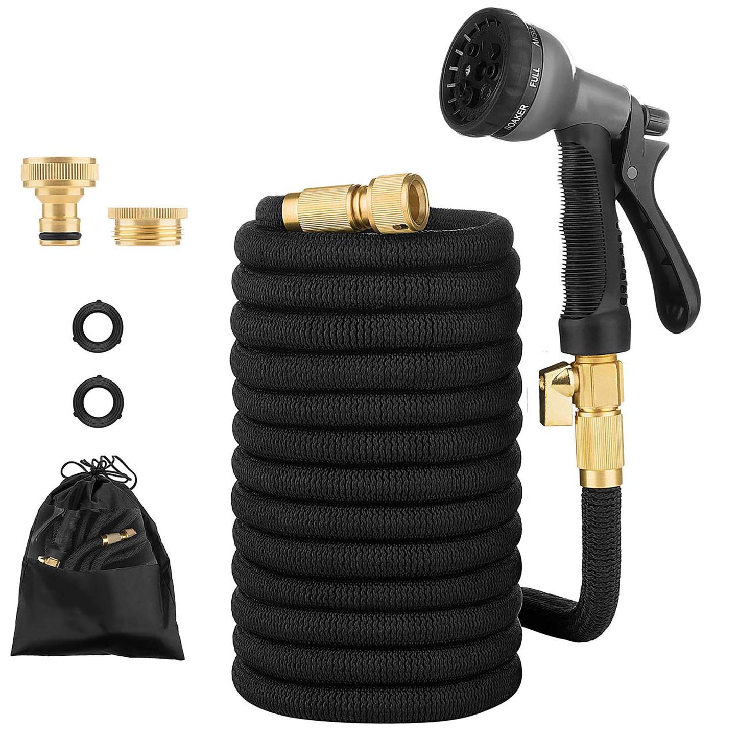 Flexibler Gartenschlauch – Dehnbar 7,5–45m, mit 8-fach Multifunktionsbrause